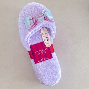 Fluffy purple slippers